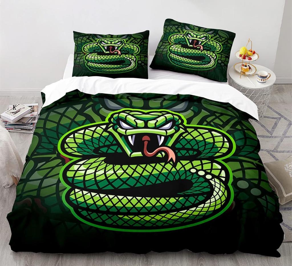 Cartoon SnakeBed Linen,Microfibre Bedding Sets, Children's Bed Linen with Zip Room Decor  Duvet Cover  for Teenagers  Adult