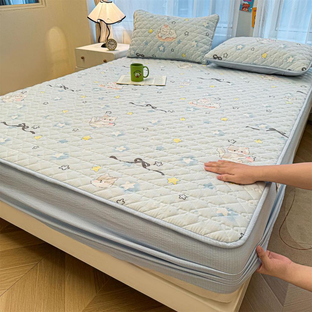 Retro Crinkle Cotton Quilted Fitted Sheet Set - 3 Piece 2025 Edition