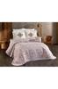 Elite Chenille Bedspread Set 245x255, Bed Sheet 240x260, Cotton, Cream - Burgundy