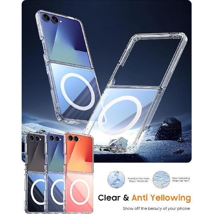 Suitable for Samsung ZFlip 20% Off Foldable Phone Case, Transparent Magnetic Protective Cover Zflip7, Airbag Anti-drop, Anti-yellowing, Anti-scratch