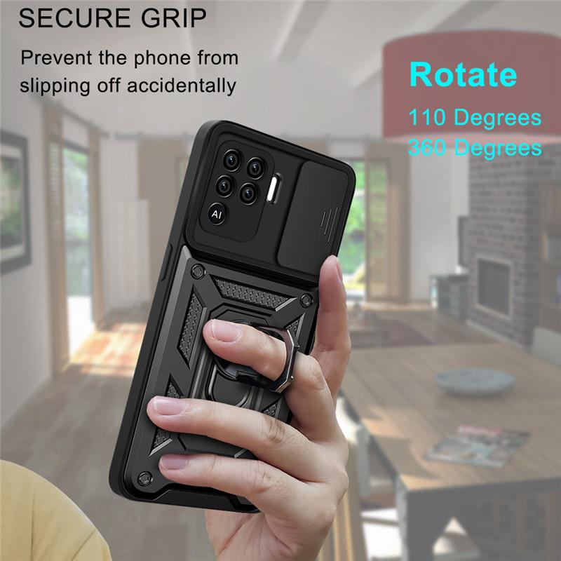 Nárazuvzdorné pouzdro Armor pro OPPO A94 4G A93 F17 F19 Pro Magnetický držák do auta Kryt s kroužkem pro Reno 4 5 Lite Fotoaparát Ochranný plášť