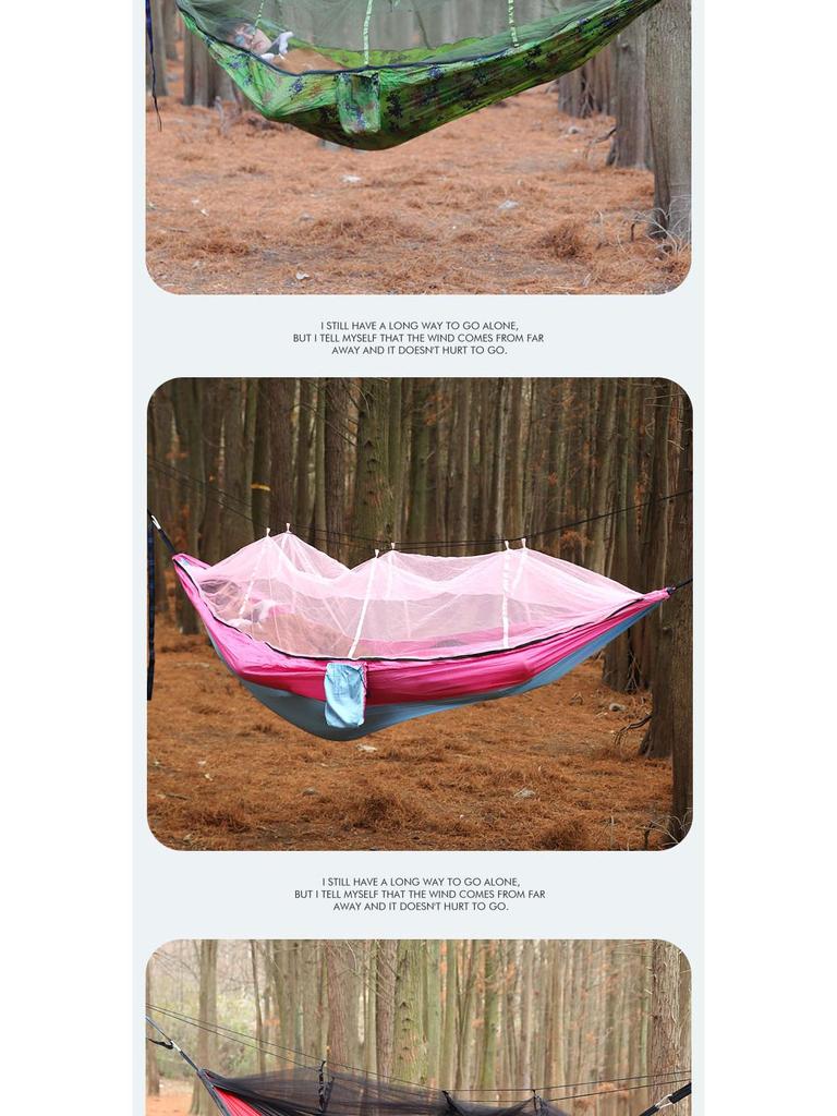 Single & Double Quick-Open Camping Hammock with Mosquito Net - Anti-Roll, Parachute Cloth, Outdoor Use