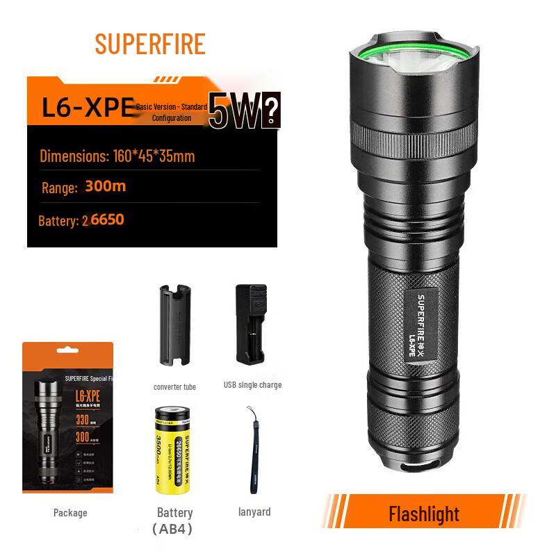 SupFire L6-XPE Rechargeable LED Flashlight
