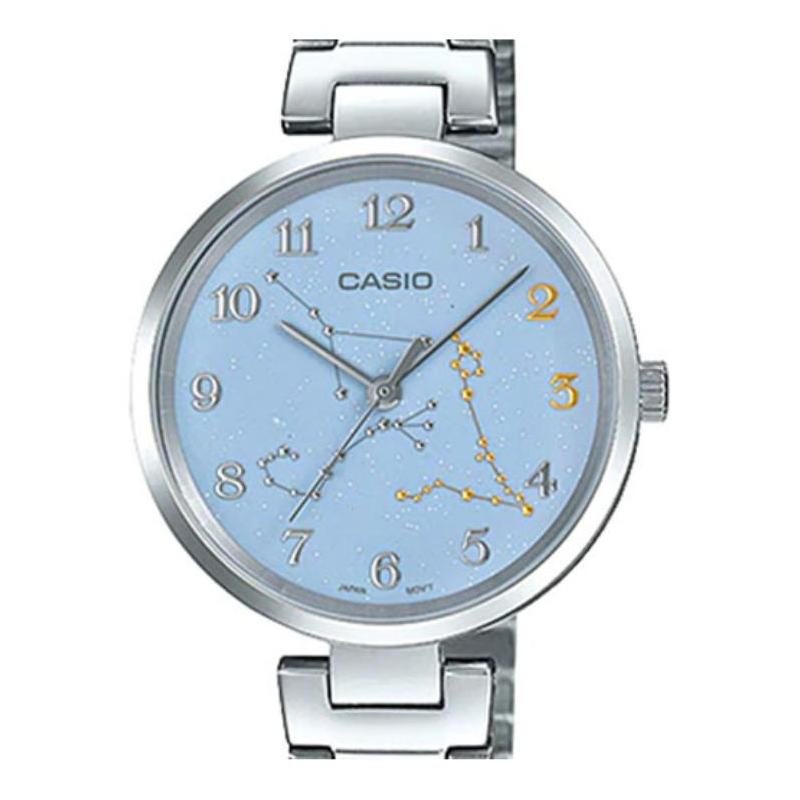 Casio Leo Zodiac Pattern Quartz Movement Japanese and Korean Watch Women's Watch Blue Dial LTP-E05D-2A