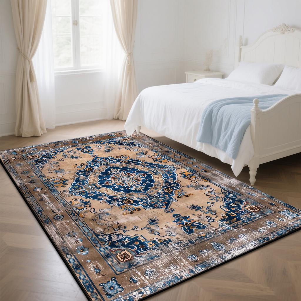 White Color Persian Room Decoration Aesthetic Bedroom Carpet Bohemian Rug Non-slip Parlor Washable Coffee Tables Mat Easy Clean