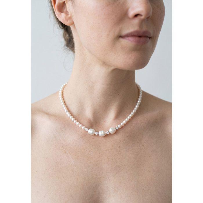 Collier - PEARLS &amp; COLORS - Pearls &amp; Colors - Perles d'eau douce (4-5 mm) + 3 baroques (11-12 mm) - Argent 925 - 42 cm