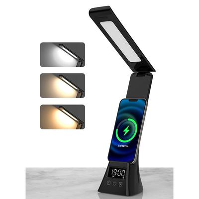 Drahtlose Telefon Ladegerät Schreibtisch Lampe Mit LED Zeit Display Wecker Augenschutz Lampe LED Klapp Schreibtisch Lampe