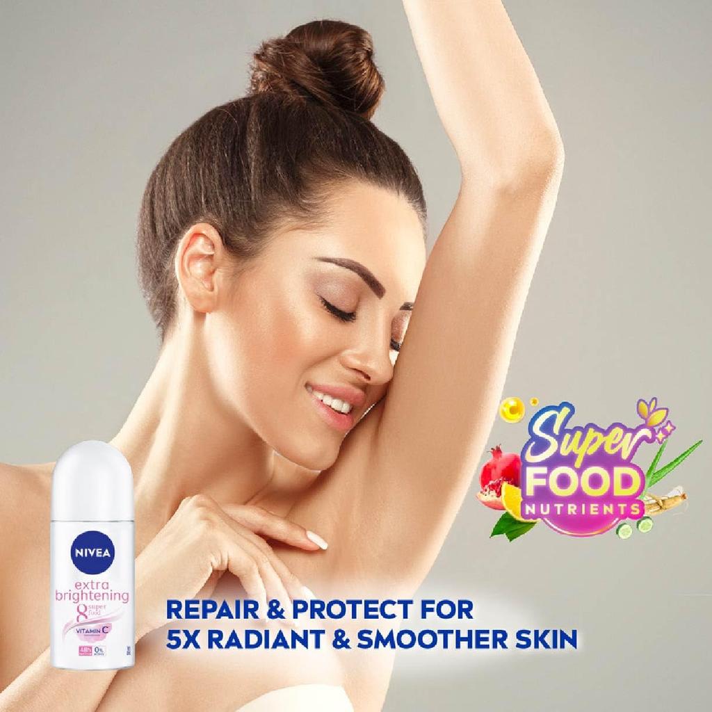 Nivea Extra Whitening Pore Minimizer Antiperspirant Deodorant Roll-on - 1.69 Fl Oz (Pack of 3)