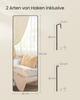 SONGMICS Full Length Mirror 120x40cm Rectangle Mirror Wall Door Mounted Aluminum Alloy Frame Tempered Glass Bedroom Living Room Wardrobe Ink Black