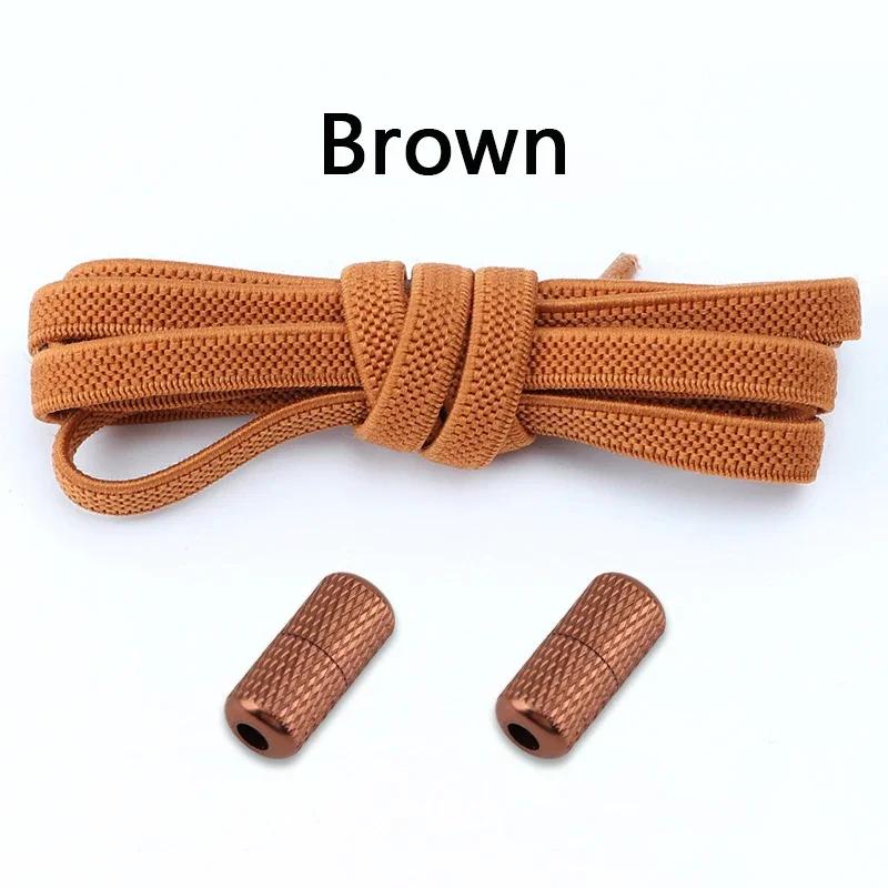 1 Pair Elastic Shoelaces Without Ties Flat Shoe Laces Round Metal Capsules Lock Rubber Band Lazy Shoes Lace For Sneakers