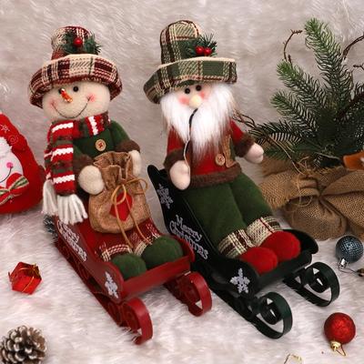 Vánoční dekorace Vánoční sáně Panenky Sedící poloha Santa Claus Sněhuláci Domácí dekorace Ozdoby