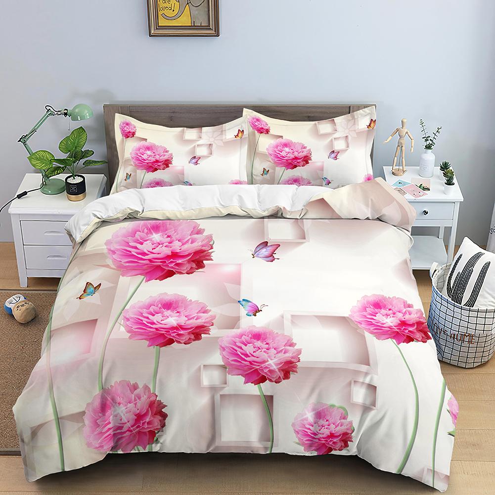 3D Nature Landscape King Queen Duvet Cover Flowers Green Leaves Bedding Set Shimen View Quilt Cover Polyester Comforter Cover