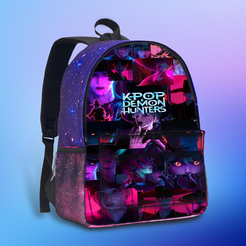 New Hunterx Kpop Starry Sky Backpack for Elementary and Middle School Students (Witch Hunter Girls Anime Cartoon Starry Sky Backpack) 6277