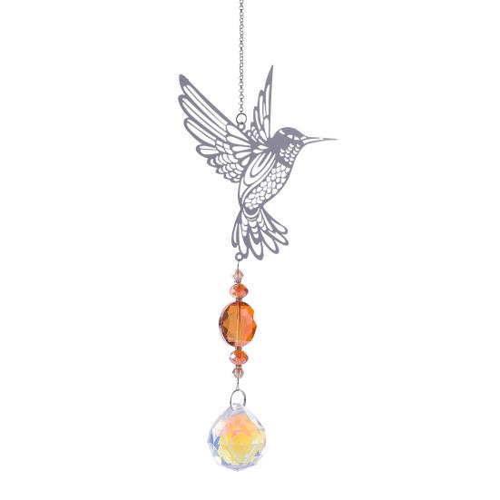 Faux Crystal Sun Catcher Decoration Hollow Fairy Tree of Life Owl Butterfly Hummingbird Hanging Ornament Home Office Garden Window Hanging Pendant