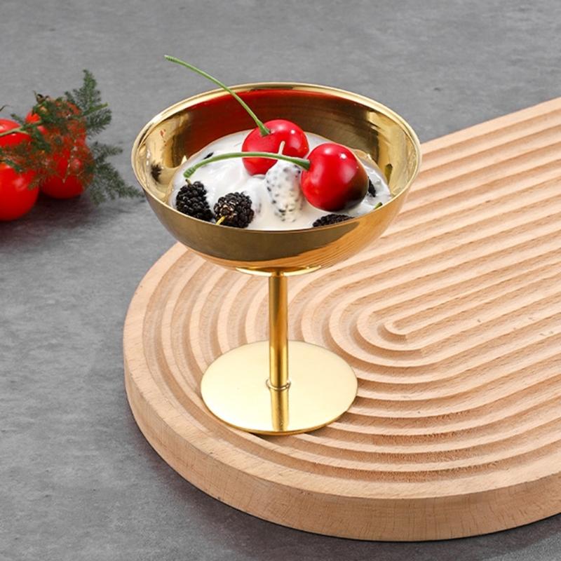 Footed Metal Serving Cup for Fruit Presentation and Party Table Use, Stemmed Bowl Cup for Home Gathering Display