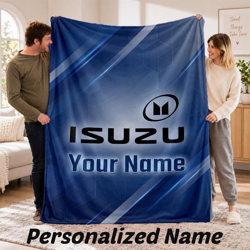 Isuzu Personalized Flannel Blanket Custom Name Text Soft Throw Blanket Home Decor