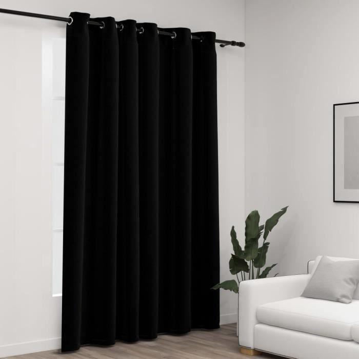 VidaXL Rideau occultant Aspect de lin avec œillets Noir 290x245 cm