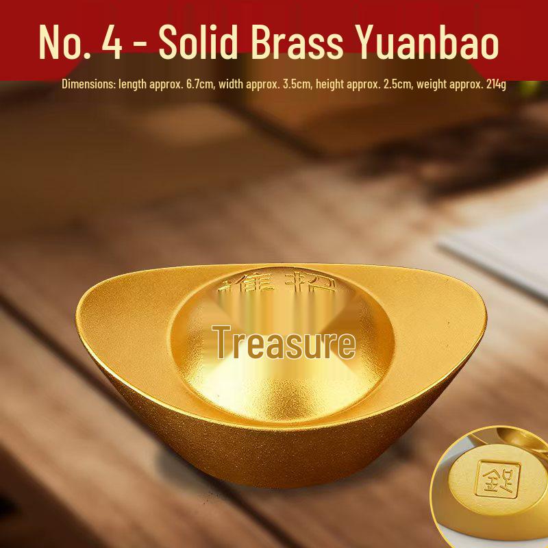 Solid Brass Sand Gold Yuanbao Ornament for Home or Shop Decor