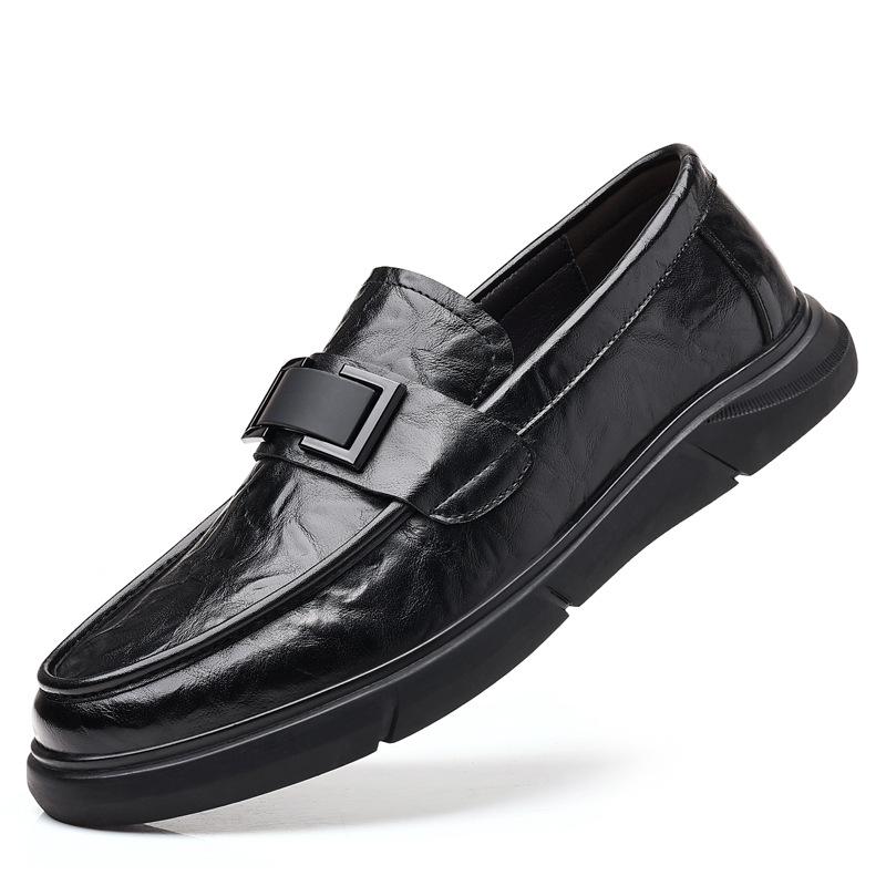 New Trendy Shoes Summer Men Bean Shoes Real Cowhide Shoes British Leather Shoes Soft Soles Versatile Shoes Men Shoes