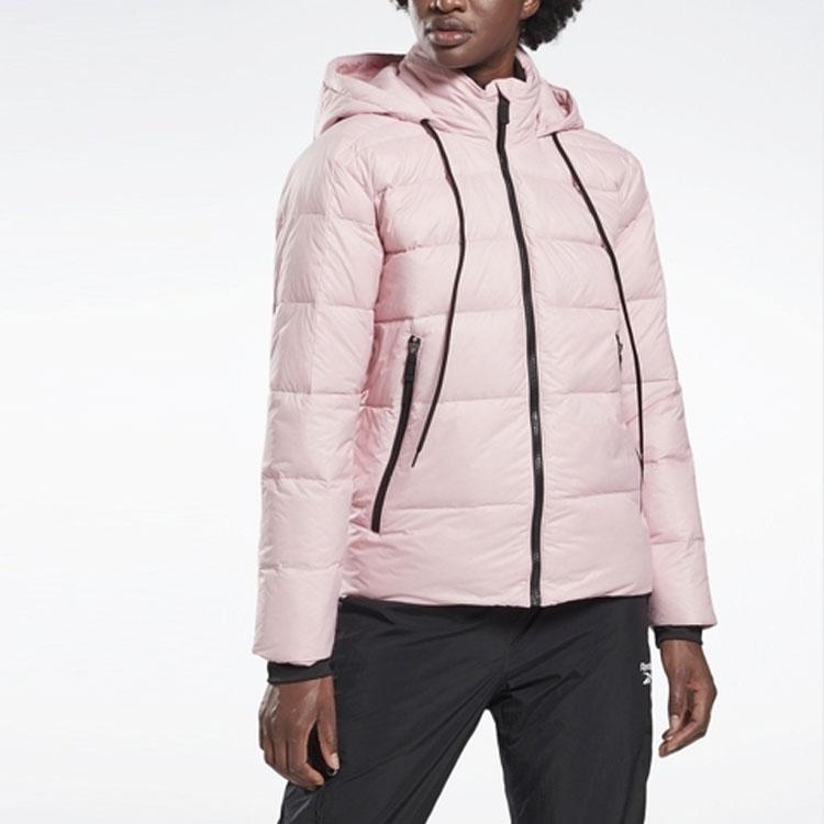 Reebok Short Warm Outdoor Sports Hooded Down Jacket Women Jackets Pink GK2125
