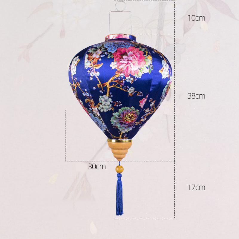 

12 Inch Peony Floral Pattern Mid-autumn Lantern Vietnam Chinese Retro Silk Lanterns For New Year Party Wedding Hanging Decor 12INCH