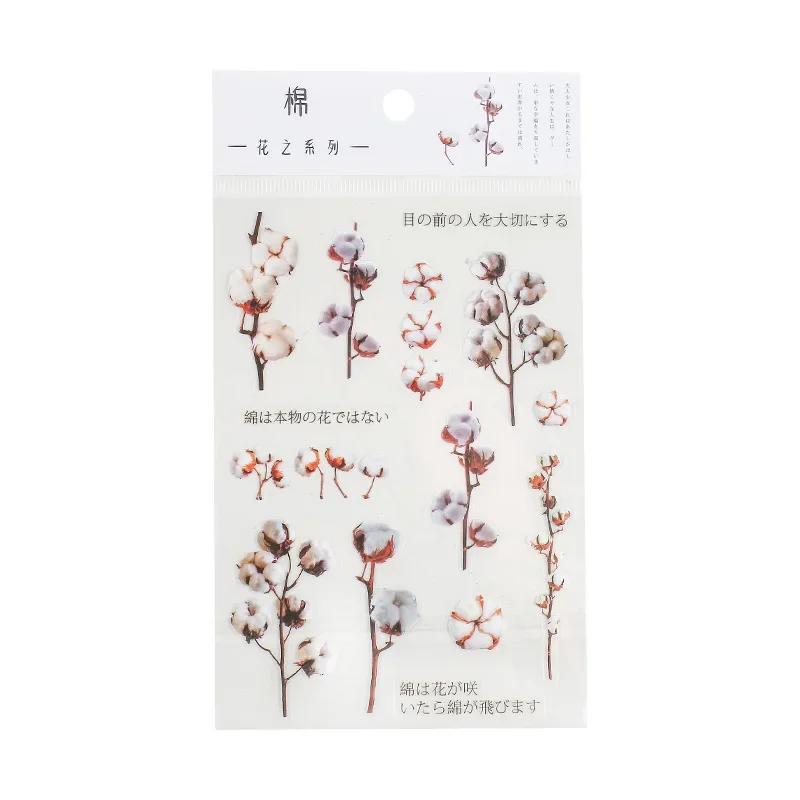 Stickers Flowers Leaves Plants PVC Stickers Lable Transparent PET Stickers For Scrapbooking Diary Journal Decorative DIY Materia