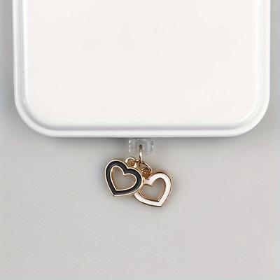 Mobile Phone Dust Plug Black White Love Heart-Shaped Phone Pendant For Phone Accessories For Type-C Port Pendant Decoration