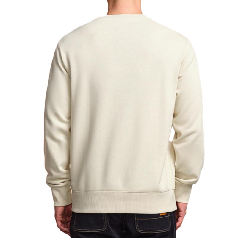 Li Ning Logo Print Comfortable Versatile Long Sleeve Pullover Sweatshirt Men sweatshirt Off-White AWDUA85-3