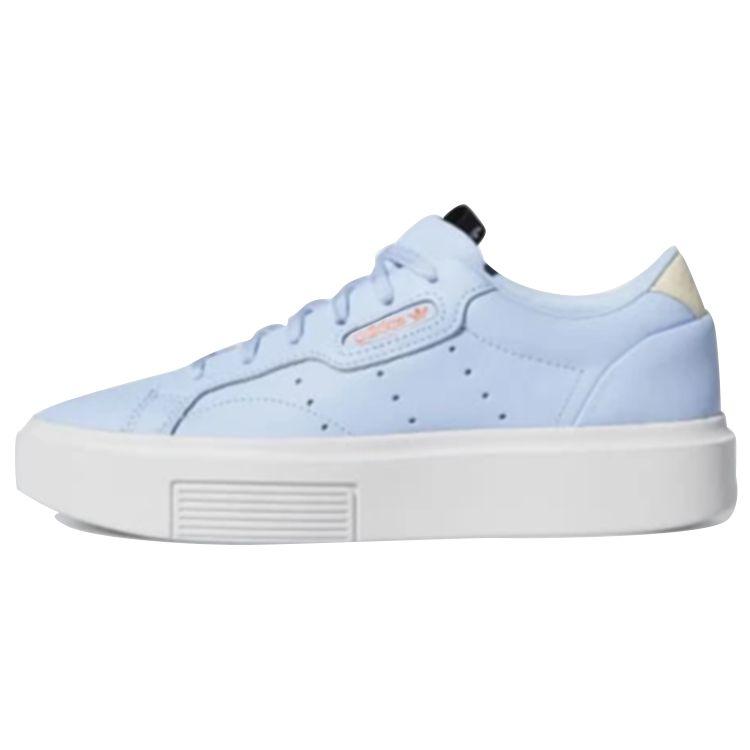 Adidas Originals Sleek Super Synthetic Leather Fashion Slip-Resistant Lightweight Breathable Low-Top Skate Shoes Women Sneaker Blue EE4504