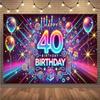 Fundo 2D Glow para 40º Aniversário, Banner de Fundo para Festa Temática Neon Roxa