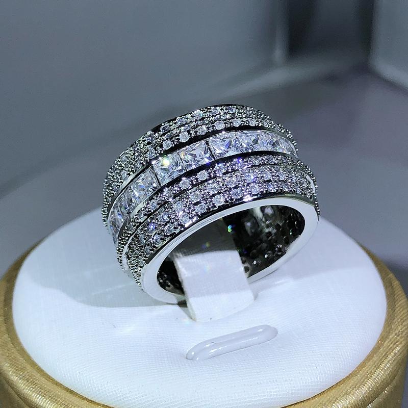 Elegant  Sterling Silver Exquisite White Zircon Stone Ring Finger Rings For Women Love Valentine's Day Gifts