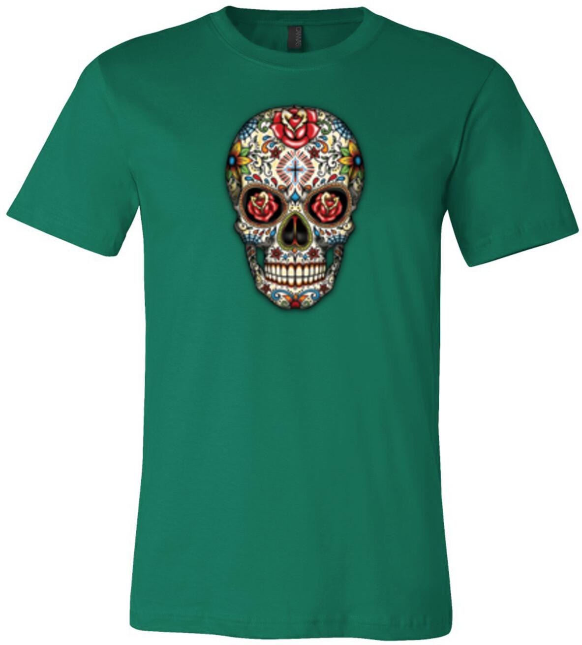 Halloween Sugar Skull with Roses Soft Premium T-shirt S