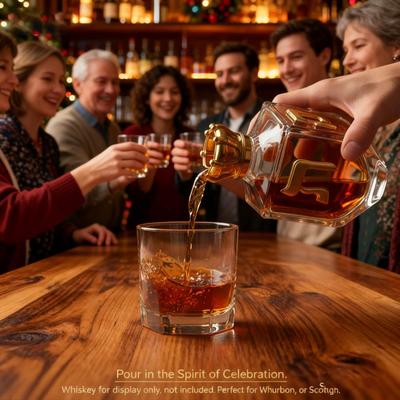 Chanukový drejdl Skleněná láhev na whisky Karafa na likér se zlatými hebrejskými písmeny Korunkový uzávěr Dekorace Menora Židovský sběratelský dárek na svátek