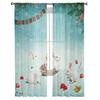 Rabbit Snowflake Cute Tulle Window Curtain for Livingroom Printed Sheer Curtain Home Decor Window Panels Chiffon Drapes