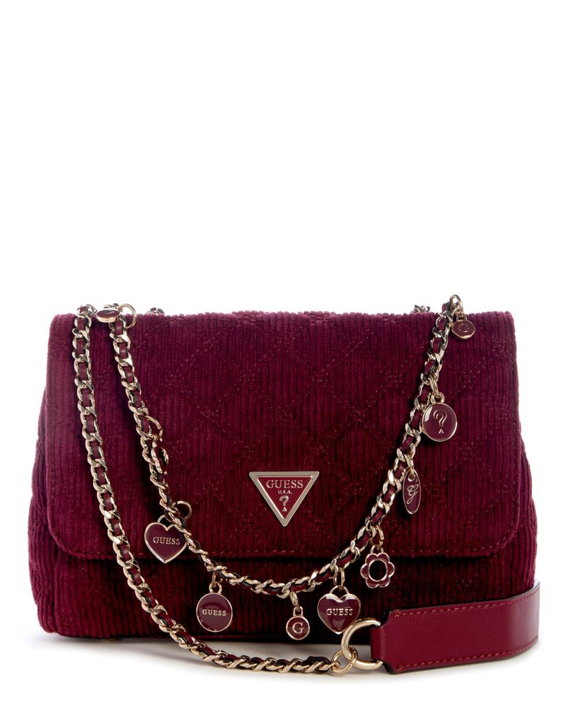 Guess GIULLY II 2 COMP CONVERTIBLE FLAP Shoulder Red Bag, Women's,