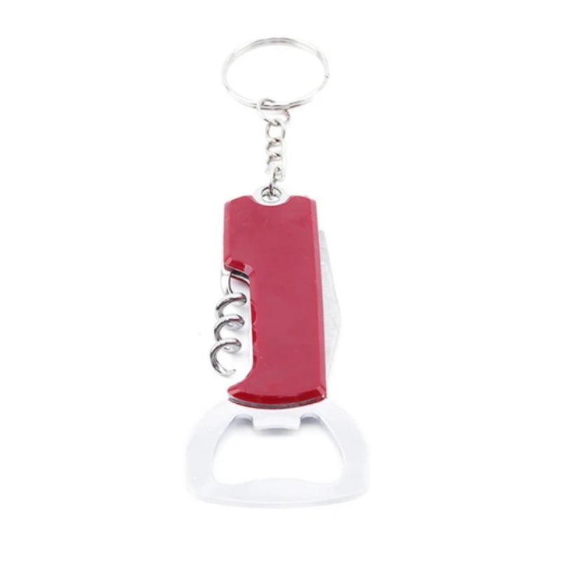 3 In 1 Keychain Beer Bottle Opener Stainless Steel Portable Red Wine Beer Bottle Opener Foil Cutter  Kitchen Tool