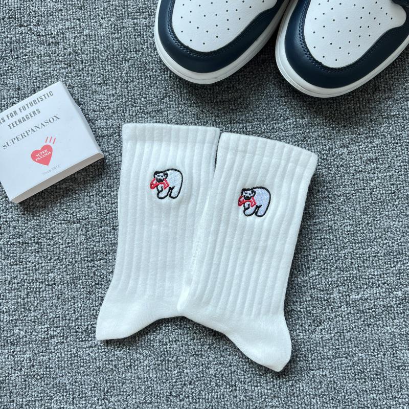 Cityboy Men's Trendy Cartoon Embroidery Mid-Calf Socks - Sweat-Absorbing Sport Socks for Autumn & Winter