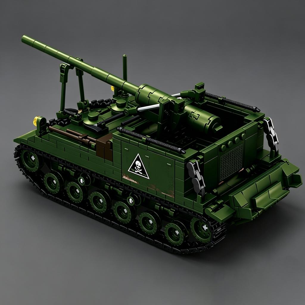 World War II U.S. M40 Self-Propelled Howitzer System Building Block Artillery Scale Model for Boys Girls (MOC Toy Self-Propelled Howitzer)