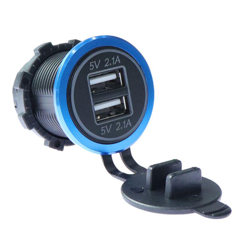 Waterproof DC 2.A Motorcycle Boat Car Dual USB Charger LED Power Adapter For Mobile Phone Tablet