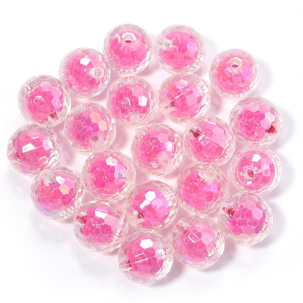 20pcs/lot 16mm AB Colored Faceted Beads Loose Spacer Acrylic Ball Beads For DIY Charms Bracelet Keychains Jewelry Accessories