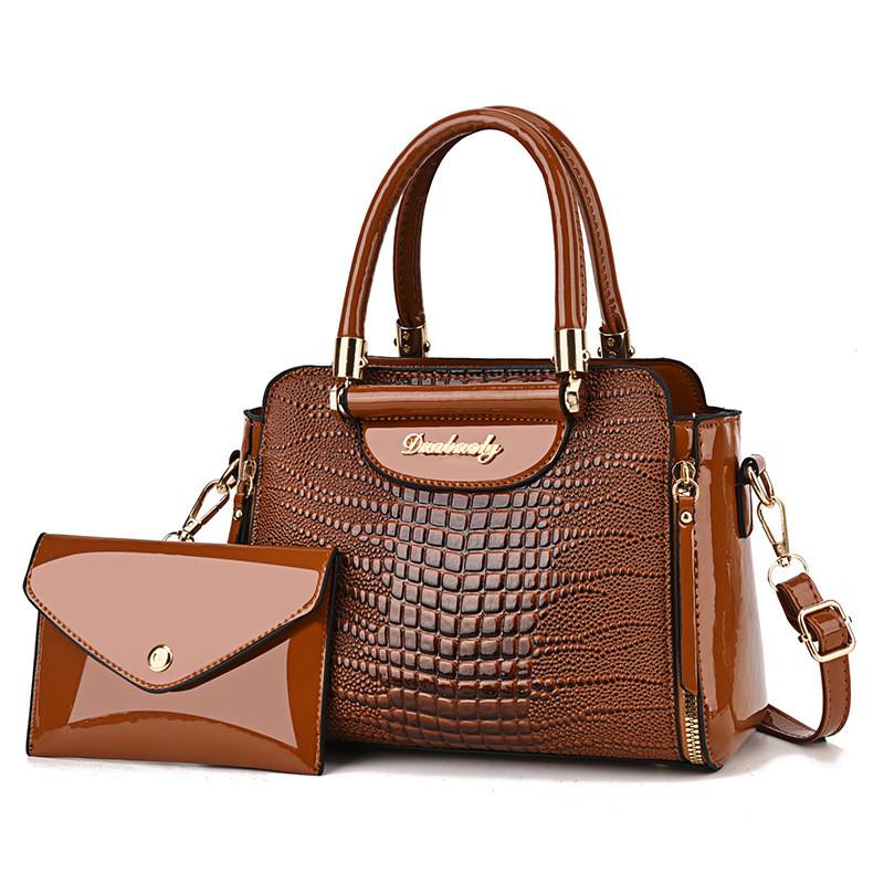 Stylish Black Crocodile Pattern Two Piece Set Mother And Baby Shoulder Bag For Women Ideal For Daily Use