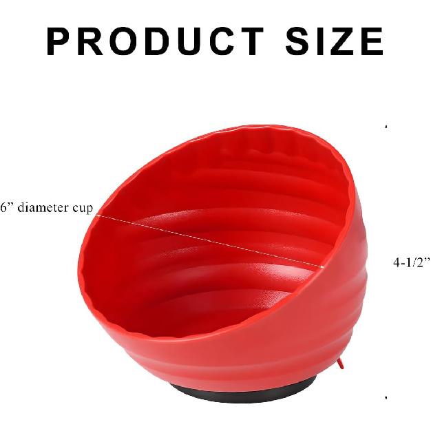 Magnetic Nut Cup, Curved Magnetic Parts Tray Bolts Organizer Holds Up to 5 Pounds, Multi-Use Nuts Screws Bowl Small Parts Tray Attaches to Metal