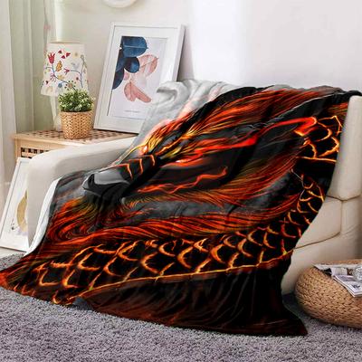 Dragon chinezesc moale de pluș canapea extensibilă aruncă desene animate modern flanel pătură husă Gedruckt Bettdecke Geschenk pături de picnic