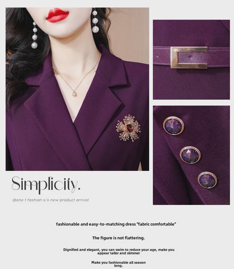 Korean Style High-End Suit Collar Dress - Autumn/Winter 2023: Elegant Pleated Skirt for Professional Commuting