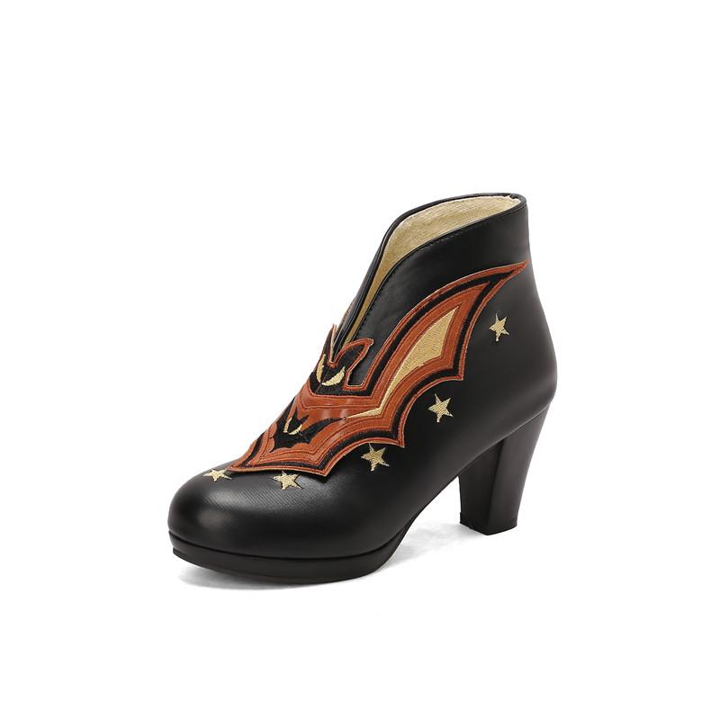 Women's High-heeled Single Shoes Spring and Autumn Waterproof Table Thick-heeled Color Matching Large-size Single Shoes