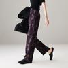Chinese style printed casual wide leg pants for women in spring 2026, fashionable, loose and versatile, slimming and floor hugging pants