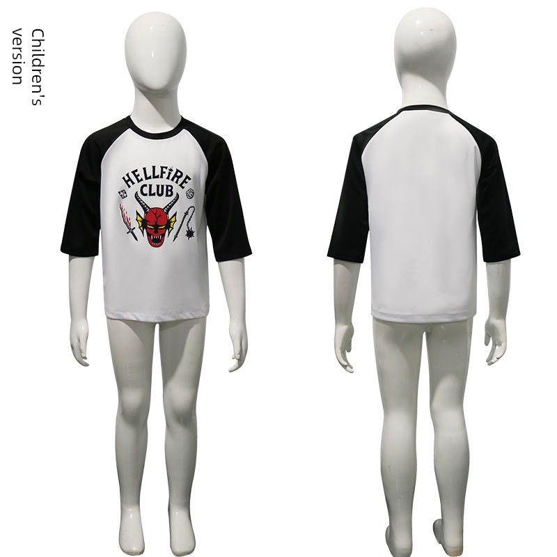 Stranger Things 4 Cosplay Costume Stranger Things S4 Hellfire Club T-Shirt Dustin Shirt