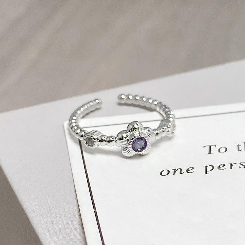 Nine Purple Separation Fire Purple Zircon Color Treasure Opening Ring Niche Design Stacking Wear Light Luxury Advanced Sense Personality Ring Female