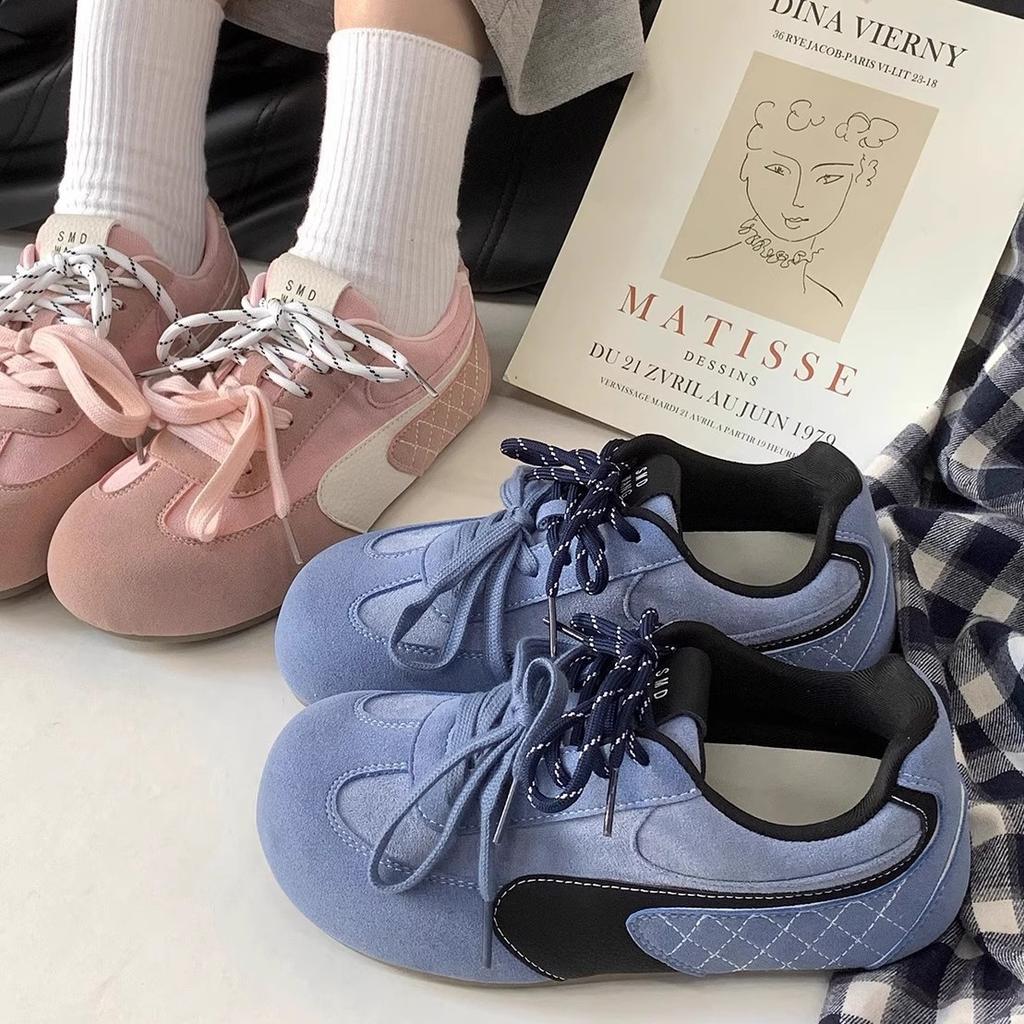 Super Soft Waxy Big Head Casual Shoes Women's 2025 Spring New Design Sense Versatile Soft Sole Women's Shoes Mango Head Sports Shoes