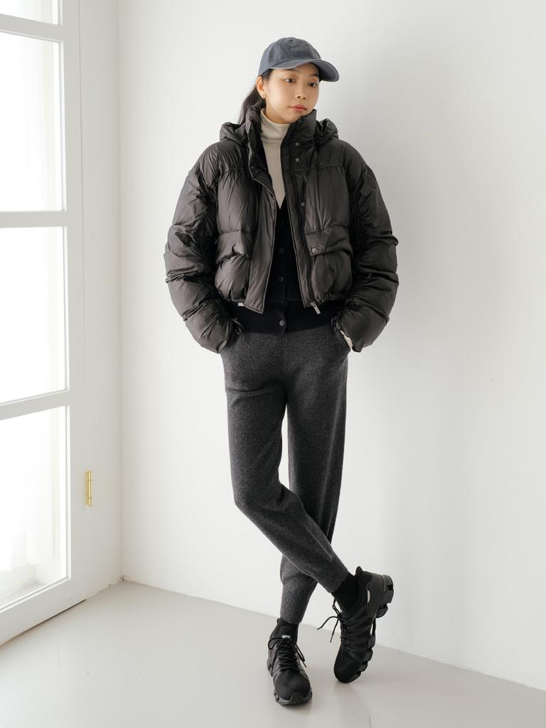 NITINA Hooded Padded Short Jumper Bk
